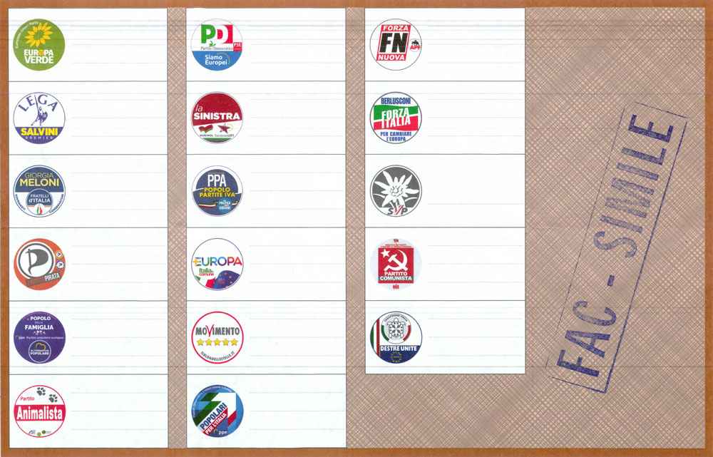 Fac-Simile scheda elezioni Parlamento Europeo