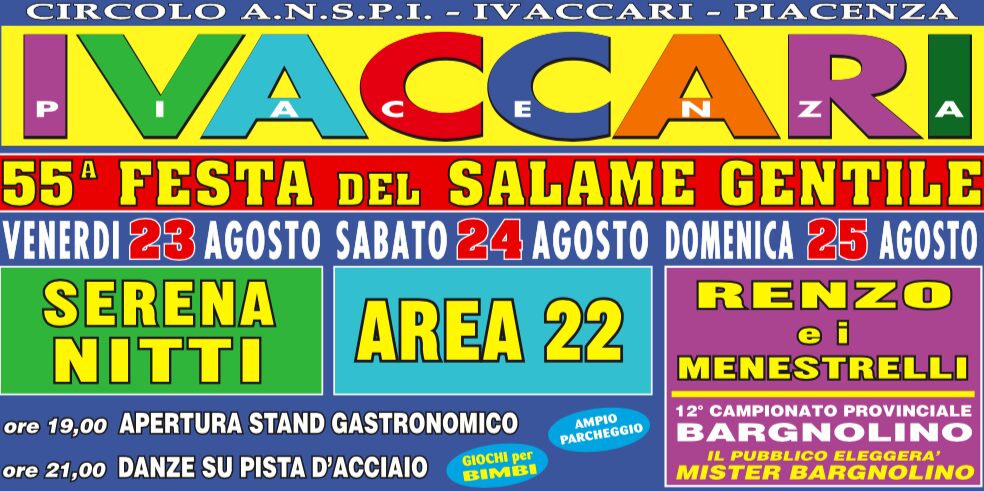 Festa del Salame Gentile a Ivaccari dal 23 al 25 agosto Festa del Salame Gentile a Ivaccari