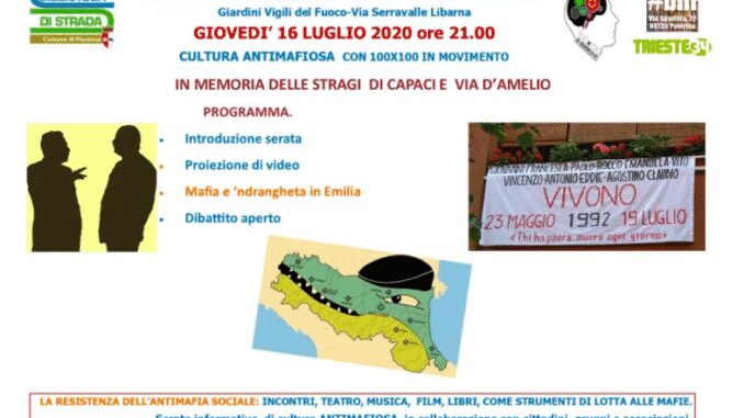 Il 16 luglio serata per onorare i martiri delle stragi di Capaci e Via D'Amelio del 1992