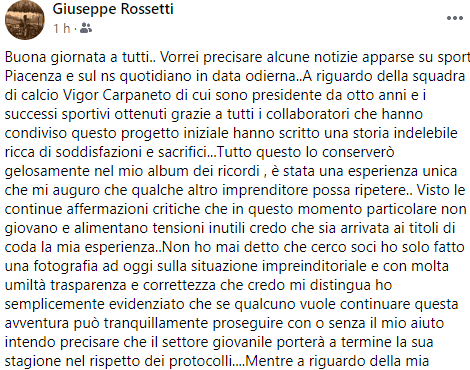 messaggio rossetti facebook