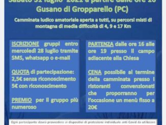 Camminata della Val Riglio organizzata dalla Nuova Pro Loco Gusano, colli piacentini protagonisti il 31 luglio