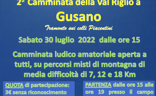 Camminata e grigliata con musica sabato 30 luglio a Gusano di Gropparello