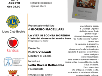 A Bobbio il 21 agosto presentazione del libro "La vita si sconta morendo" di Giorgio Macellari