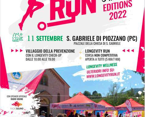 Longevity Run 2022 a Piozzano l'11 settembre, migliorare la salute con la prevenzione e stili di vita salutari
