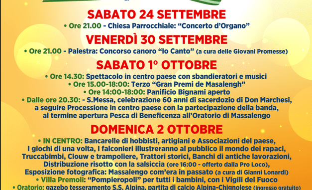 Massalengo in Sagra, dal 30 settembre al 2 ottobre