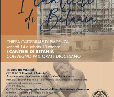 Convegno Pastorale Diocesano “I Cantieri di Betania!” il 14 e 15 ottobre in Cattedrale