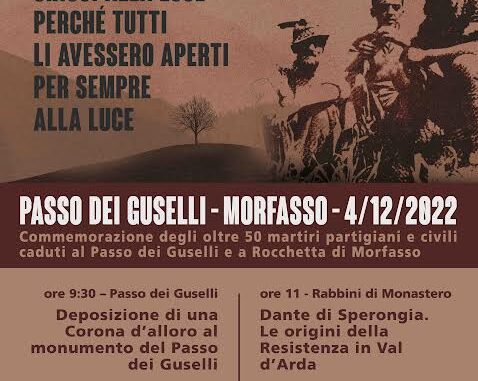 Il 4 dicembre annuale commemorazione degli eccidi del passo dei Guselli e di Rocchetta di Morfasso