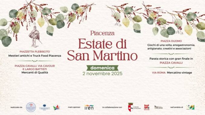 Estate di San Martino con i Mercanti di Qualità il 2 novembre a Piacenza