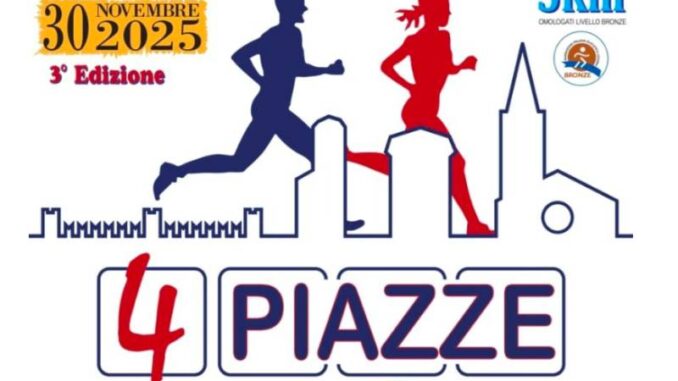 Il 30 novembre a Piacenza "4 Piazze Running"