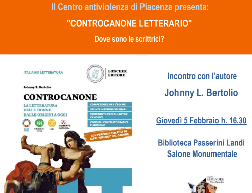 Controcanone Letterario, il 5 febbraio alla Passerini Landi incontro con l'autore Johnny L. Bertolio