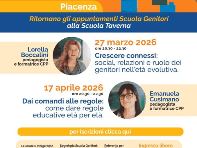 Crescere Connessi, incontro alla Scuola Genitori di Piacenza con Lorella Boccalini il 27 marzo
