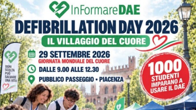 Giornata Mondiale del Cuore, il 29 settembre Piacenza si mobilita, sul facsal 1000 studenti imparano a usare il defibrillatore senza paura