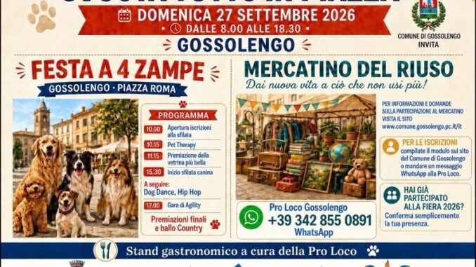 Gossolengo, domenica Festa a quattro zampe e mercatino del riuso
