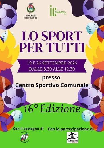 "Lo sport è per tutti", a Gossolengo la 16esima edizione della Giornata dello Sportivo