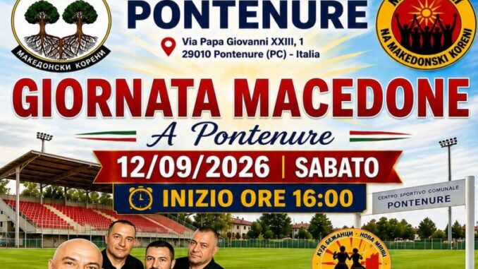 Pontenure, musica e tradizioni il 12 settembre per la quarta Giornata Macedone