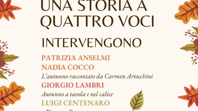 Autunno, una storia a quattro voci l'8 ottobre alla Rosso Tiziano