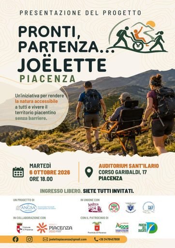 Il progetto “Pronti, partenza… Joelette! Piacenza” per favorire inclusione e l’accessibilità presentato il 6 ottobre all'Auditorium Sant’Ilario