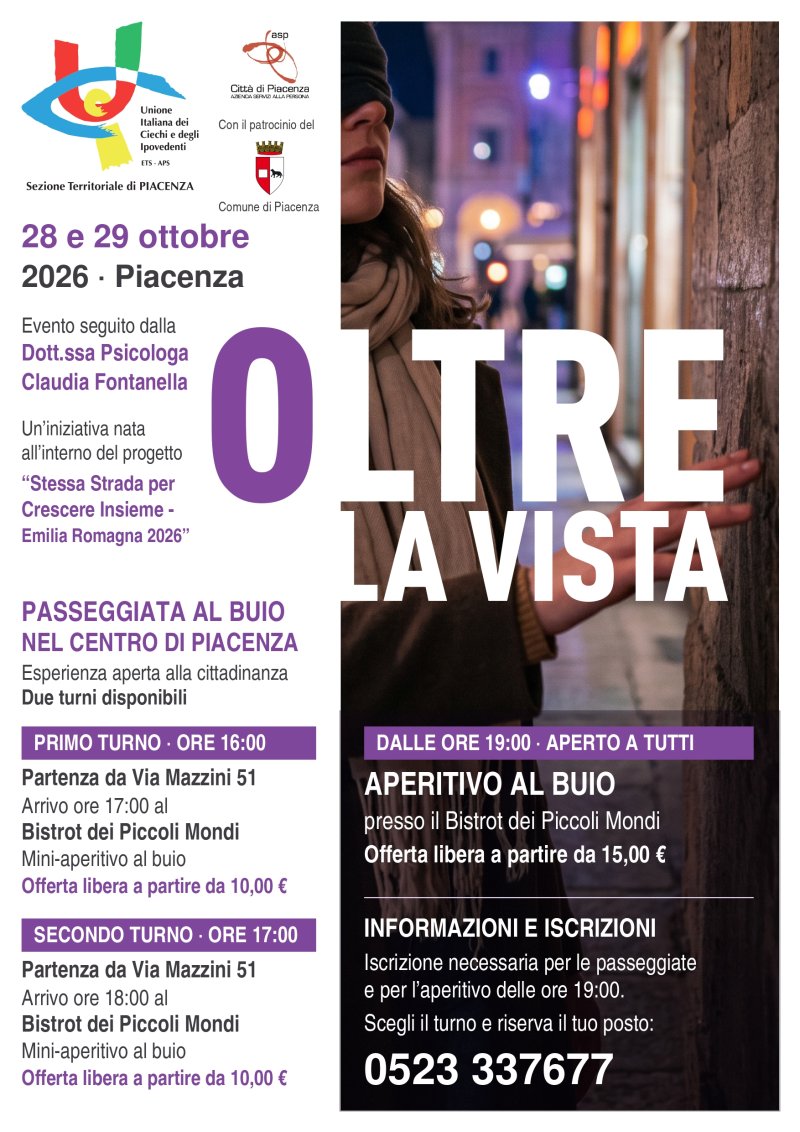 "Oltre la vista", due giornate di sensibilizzazione al fianco delle persone non vedenti