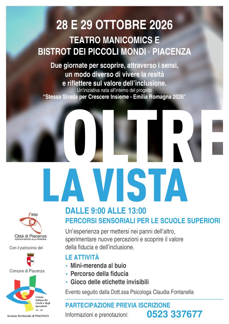 "Oltre la vista", due giornate di sensibilizzazione al fianco delle persone non vedenti